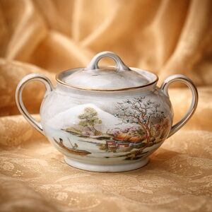 NIPPON moriage Sugar Bowl SCENIC Vintage  Pretty piece